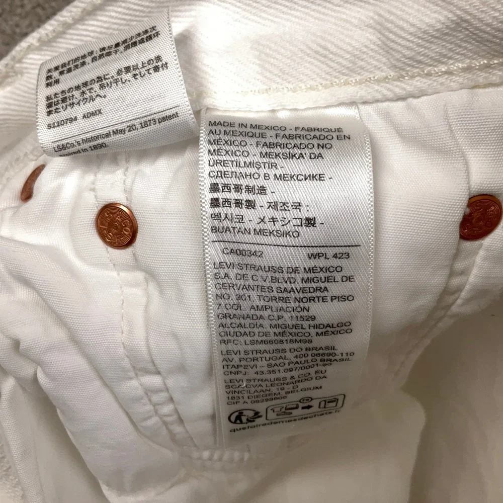 Levi's 501 Jeans Mens 30W 30L White Button Fly Straight Leg Coastal  Denim